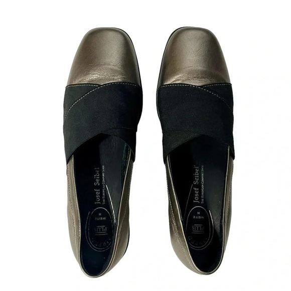 Joseph Seibel Leather Metallic Wedge Loafers - Picture 1 of 5